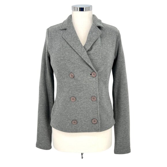 James Perse Brushed Jersey Double Breasted Blazer Gray Size Medium 2 - Picture 1 of 14